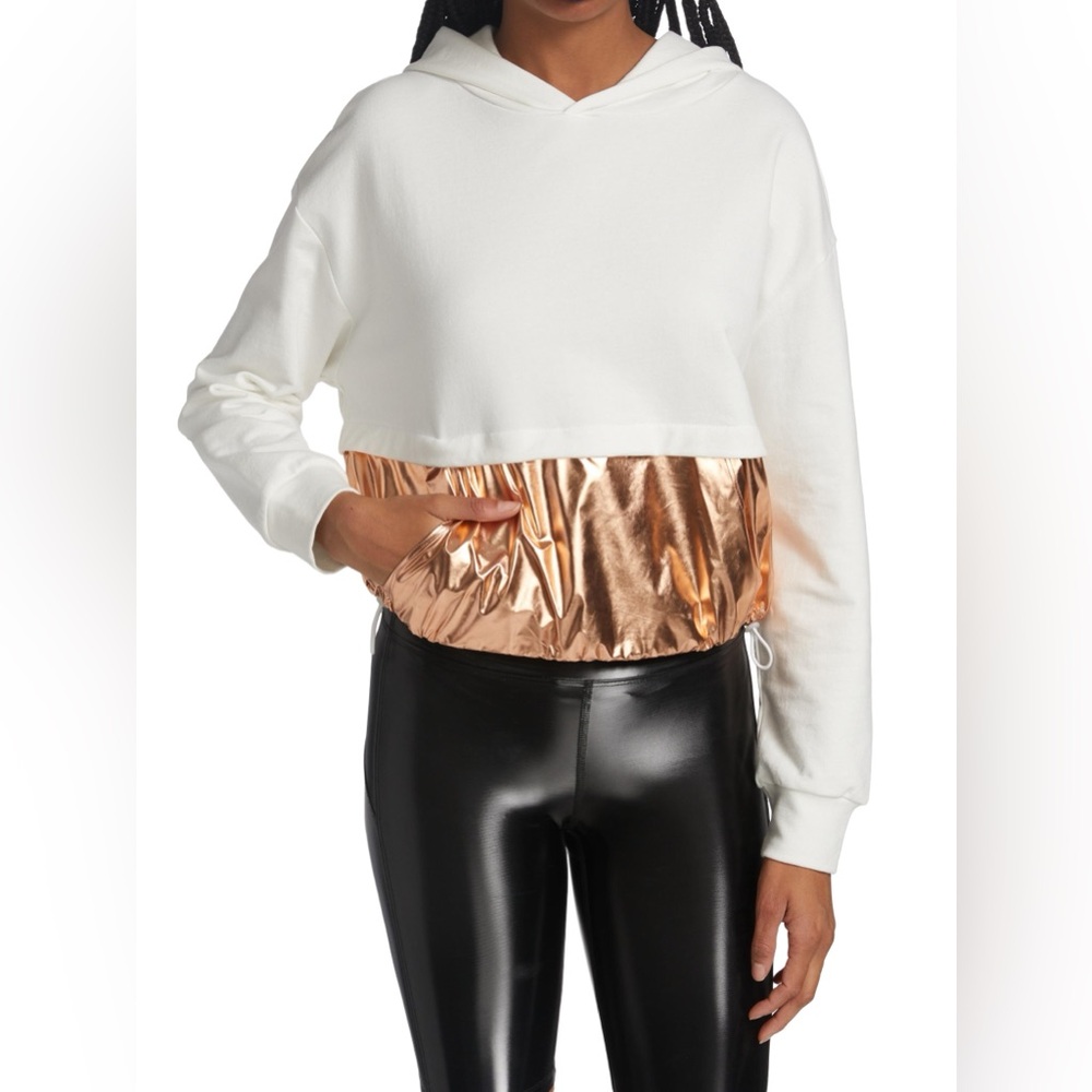Heroine Sport Ray White and Gold Accent Hoodie Large